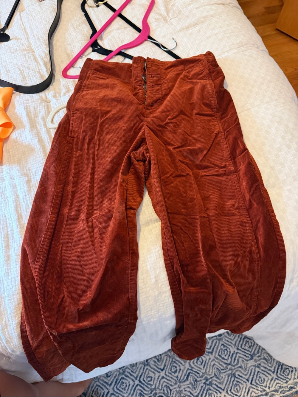 Anthropologie Rust Corduroy Wide-Leg Pants
